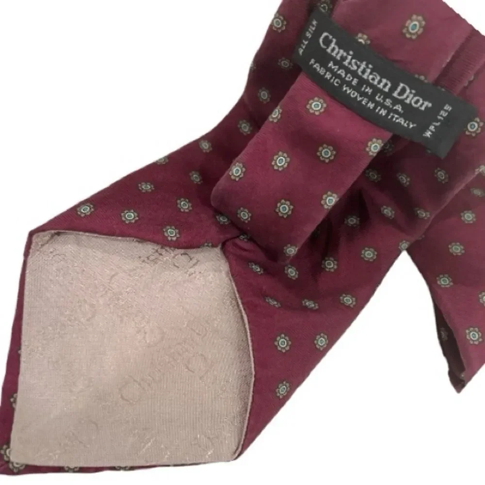 Christian Dior Vintage Men’s Burgundy Floral Patterned Tie